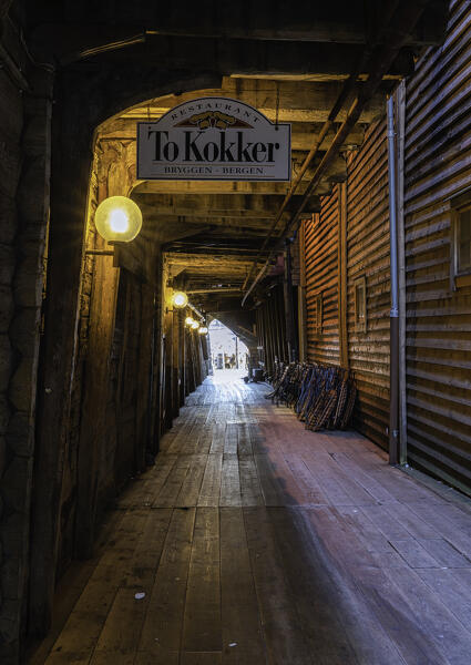 Old Bryggen's quarter architecture, Unesco Site. Bergen, Norway. - 