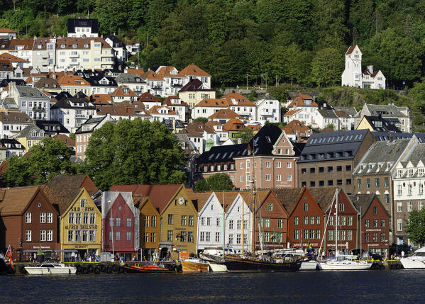 Detail of Bryggen Old Town, Bergen, Hordaland County, Norway