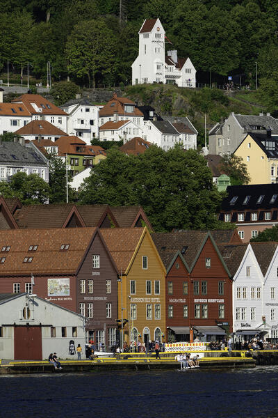 Detail of Bryggen Old Town, Bergen, Hordaland County, Norway