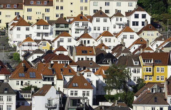 Detail of houses of Bergen, Hordaland County, Norway