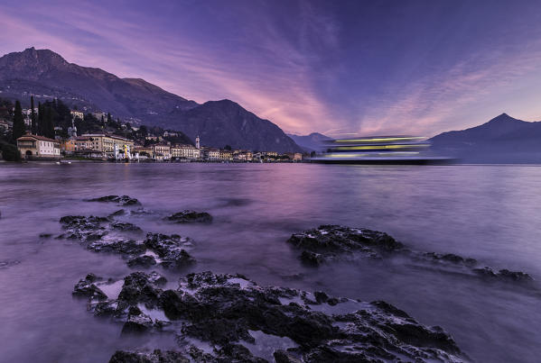 Italy, Lombardy, Como district. Como Lake,Menaggio, ferry boat