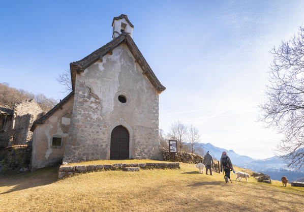 San Lorenzo church, Fraggio, Pizzino, Val Taleggio, Province of Bergamo, Lombardy, Orobie alps, Italy