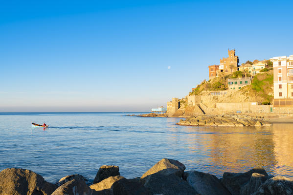 Dawn at Vernazzola, with a fishermen s boat Genoa, Liguria, Italy