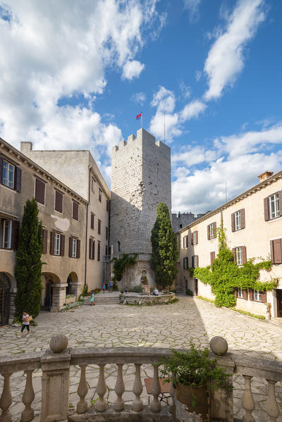 The courtyard of Duino Castle, Duino, province of Trieste, Friuli Venezia Giulia, Italy