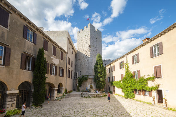 The courtyard of Duino Castle, Duino, province of Trieste, Friuli Venezia Giulia, Italy