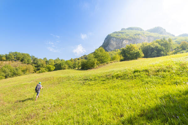 Meadows under Montovolo, Valle del Reno, bolognese Apennine, province of Bologna, Emilia Romagna, Italy