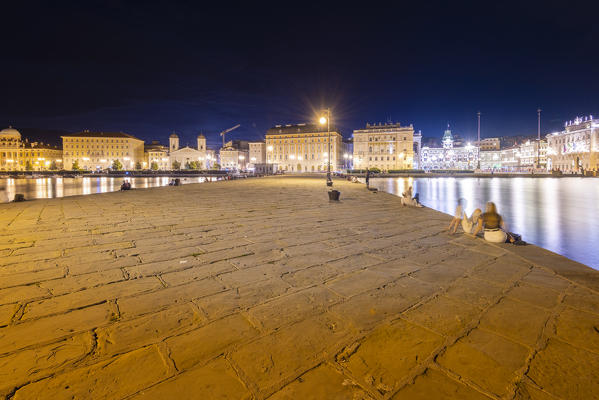 Skyline of Trieste seen from Molo Audace, Trieste, province of Trieste, Friuli-Venezia-Giulia, Italy 