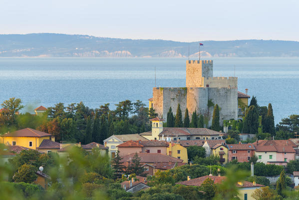 The castle of Duino in the dawn, Duino, province of Trieste, Friuli Venezia Giulia, Italy