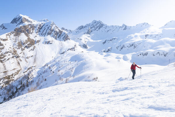 The slopes towards Passo Tartano, Val Tartano, Valtellina, province of Sondrio, Italian alps, Italy