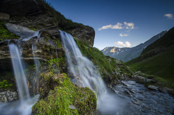 Little waterfalls in the sunset (Val Soana, Gran Paradiso National Park, Piedmont, Italy)