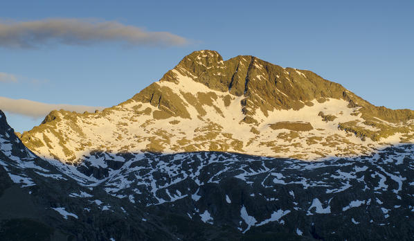Torre di Lavina in the sunrise (Val Soana, Gran Paradiso National Park, Piedmont, Italy)