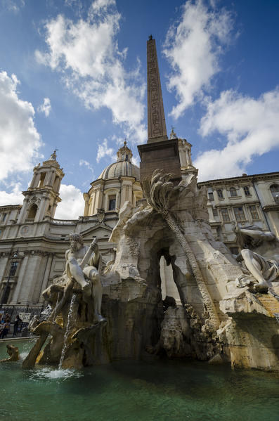 Fountain of rivers in Navona's square (Rome, Lazio, Italy, Europe)