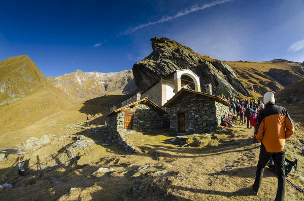 Faithful during the procession to Sanctuary of San Besso (Soana Valley, Gran Paradiso National Park, Piedmont, Italy)