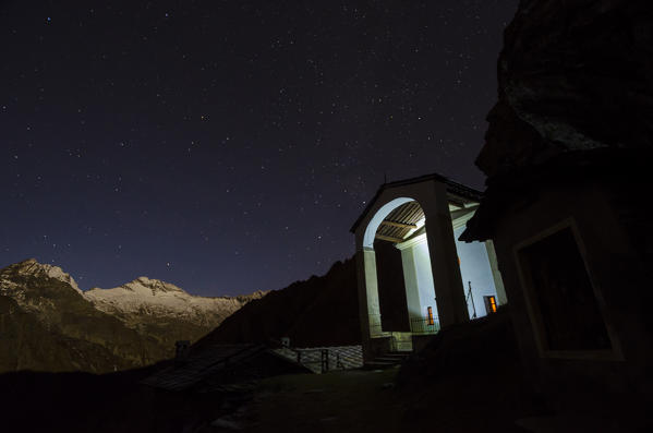 Night at the sanctuary of San Besso (Soana Valley, Gran Paradiso National Park, Piedmont, Italy)