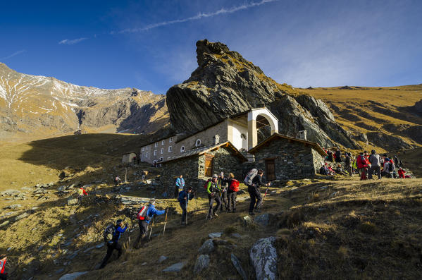Sanctuary of San Besso, during the procession(Soana Valley, Gran Paradiso National Park, Piedmont, Italy)