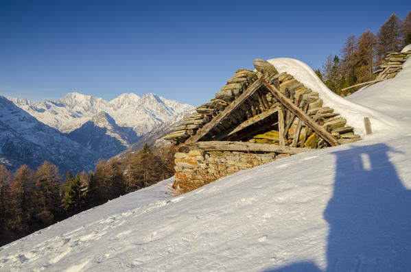 An ancient cottage near the mountain pasture of Il Rono (Divedro valley, Ossola, Piedmont, Italian alps)