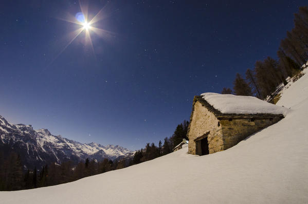 Moonlight on Alpe Il Rono (Divedro valley, Ossola, Piedmont, Italian alps)