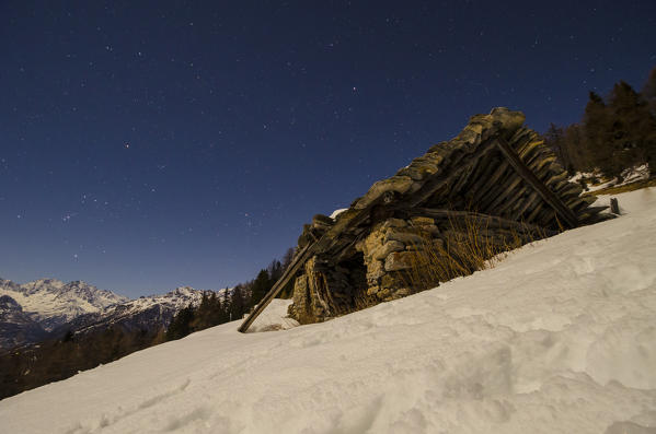 Alpage in wintertime (Divedro valley, Ossola, Piedmont, Italian alps)