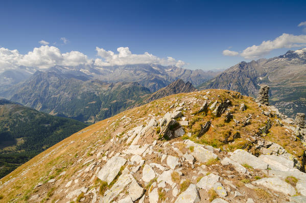 Panorama from Camoscellahorn to Zwischbergental (Val Bognanco, Ossola, Piedmont, Italy, Italian alps)