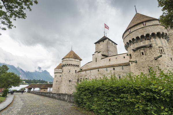 Chillon castle, Canton of Vaud, Switzerland, Swiss alps