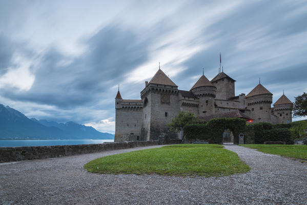 Chillon castle, Canton of Vaud, Switzerland, Swiss alps