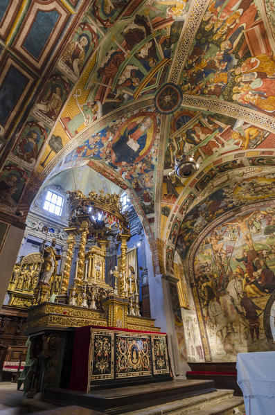 The frescoed interiors of San Gaudenzio church, Baceno, Ossola, Piedmont, Italian alps, Italy