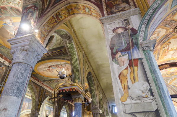 The frescoed interiors of San Gaudenzio church, Baceno, Ossola, Piedmont, Italian alps, Italy