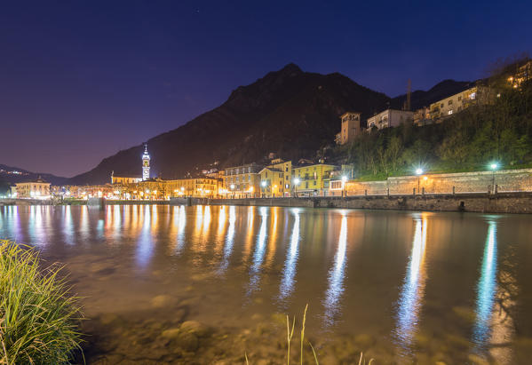 San Pellegrimo Terme seen from Brembo's banks, Val Brembana, Orobie alps, Italian alps, Province of Bergamo, Italy
