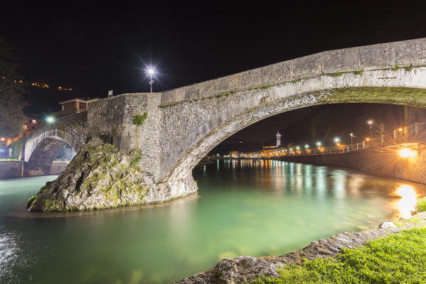 San Nicola bridge, San Pellegrino Terme, Val Brembana, Orobie alps, Italian alps, Province of Bergamo, Italy