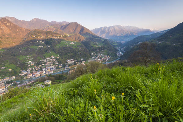 Val Brembana at dawn, Orobie alps, Italian alps, Province of Bergamo, Italy
