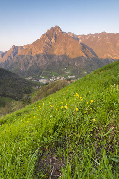 Monte Zucco at dawn, Val Brembana, Orobie alps, Italian alps, Province of Bergamo, Italy