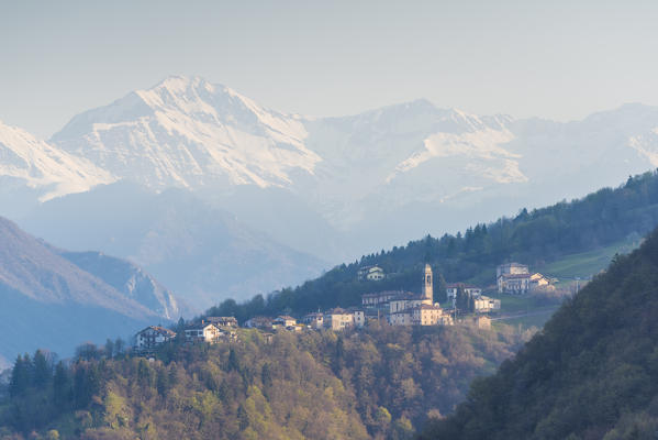 The village of Spettino and peaks, Val Brembana, Orobie alps, Italian alps, Province of Bergamo, Italy