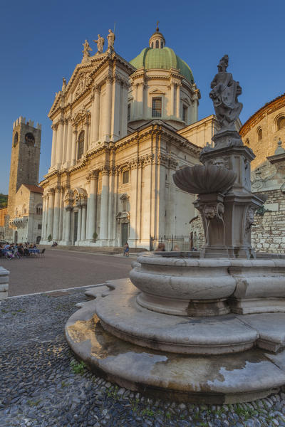 Brescia, Lombardy, Italy. Cathedral square at sunset