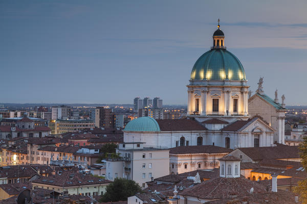 Brescia, Lombardy, Italy. The lights of Brescia's city views from castle