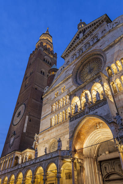 Cremona, Lombardy, Italy. Cathedral and Torrazzo bell tower