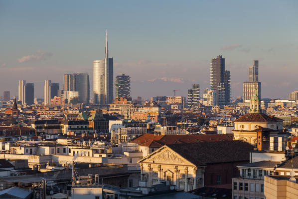 Milan, Lombardy, Italy. Panorama from the top of Cathedral's Milan.