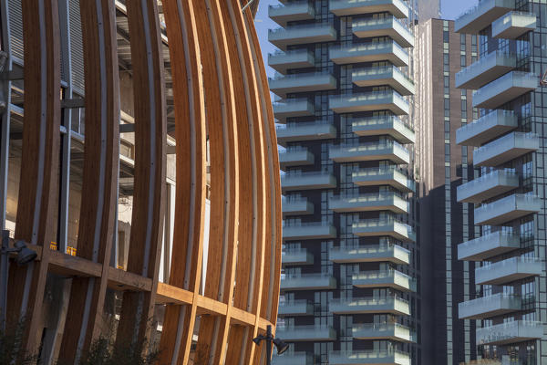 Milan, Lombardy, Italy. Some modern architectures in Gae Aulenti square.