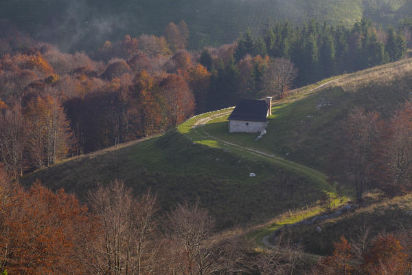 Cansiglio forest, Veneto, Italy. A small lodge on Pizzoc mountain