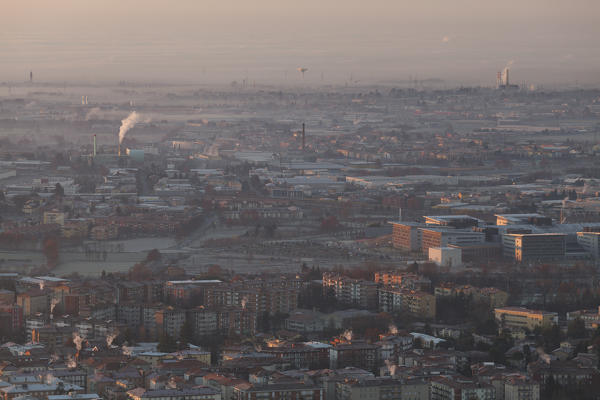 Bergamo, Lombardy, Italy. A view of the city from San Vigilio.