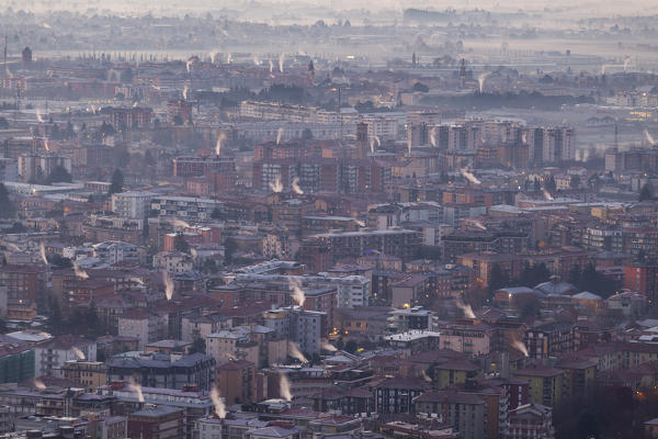 Bergamo, Lombardy, Italy. A view of the city from San Vigilio.