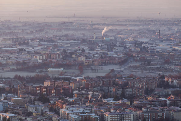 Bergamo, Lombardy, Italy. A view of the city from San Vigilio.