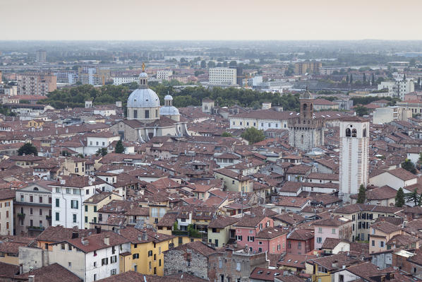 Brescia, Lombardy, Italy. View of Brescia from castle