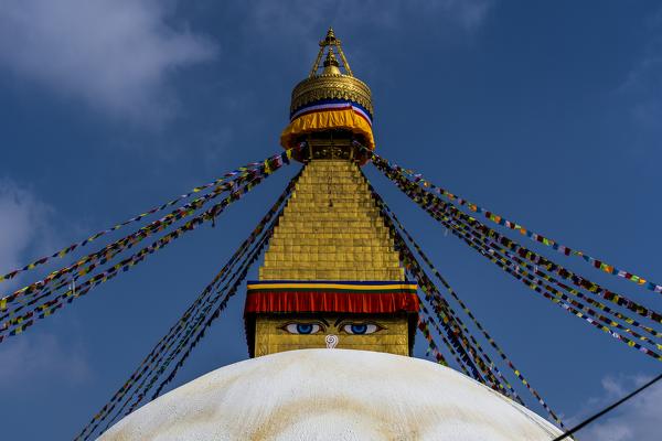 Boudhanath Stupa is Nepal's largest and most important Buddhist monument, Kathmandu, Nepal, Nepalese, Asia, Asian, Himalayan Country, Himalayas.