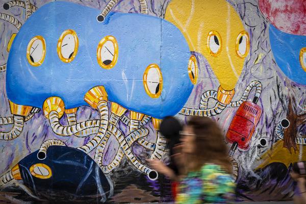 Graffiti at the East Side Gallery, Berlin, Germany, Europe, West Europe.