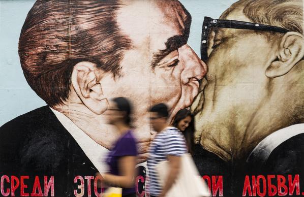 Graffiti at the East Side Gallery, Berlin, Germany, Europe, West Europe.