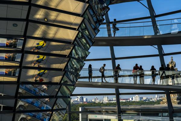 Reichstag dome is a glass dome constructed on top of the rebuilt Reichstag building in Berlin, Germany, Europe, West Europe
