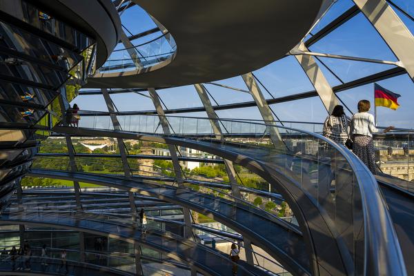 Reichstag dome is a glass dome constructed on top of the rebuilt Reichstag building in Berlin, Germany, Europe, West Europe