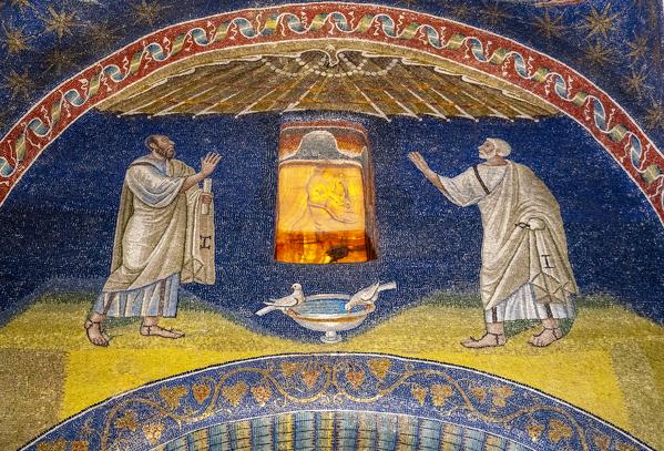Interior view of Mausoleum of Galla Placidia. Ravenna, Emilia Romagna, Italy, Europe.