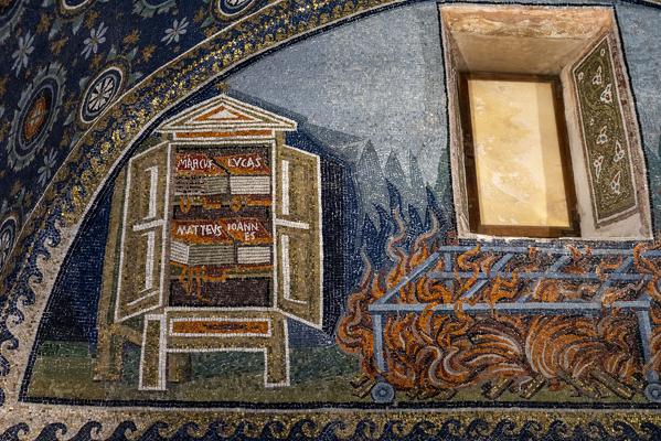 Interior view of Mausoleum of Galla Placidia. Ravenna, Emilia Romagna, Italy, Europe.