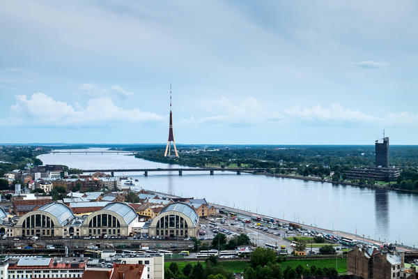 Riga, Latvia, Europe. Covered markets near the Daugava river.